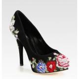 Dolce & Gabbana Suede Floral Embroidered Platform Pumps - Women's Platform Pumps | Platformebi | პლატფორმები 